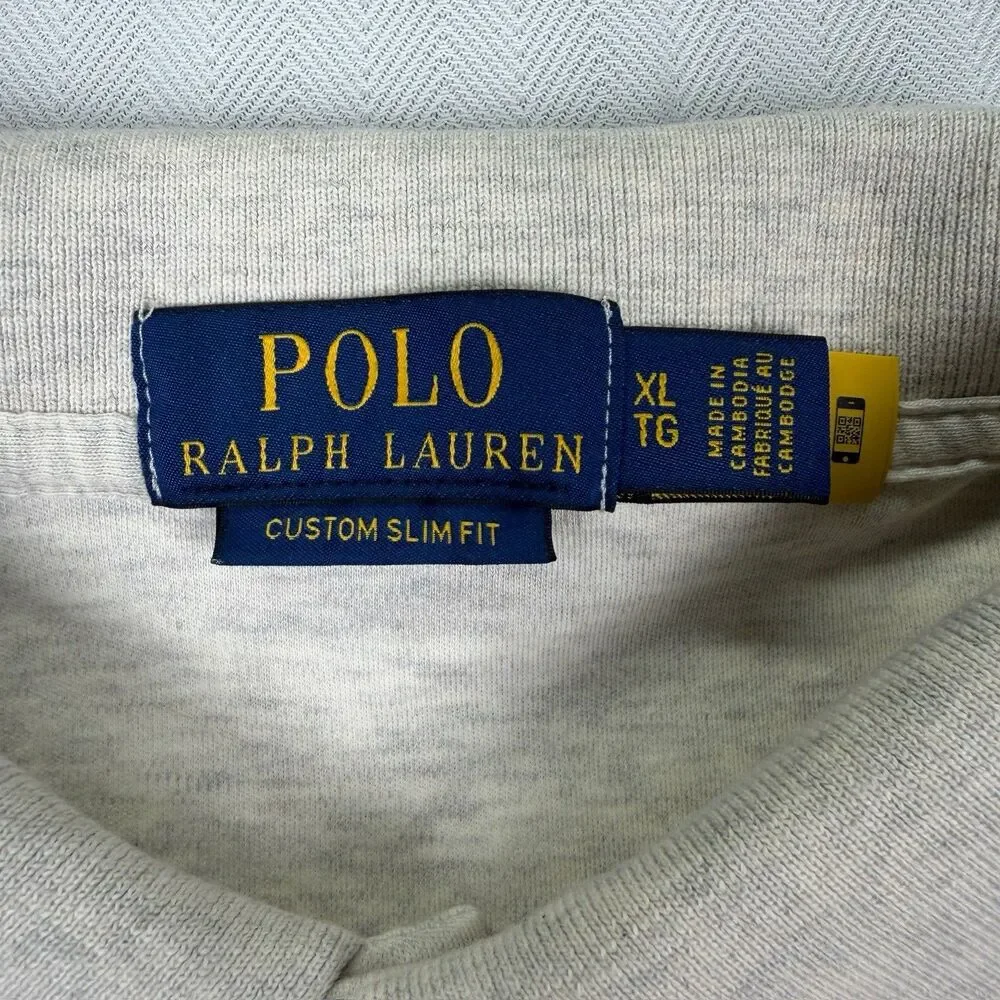 Polo Ralph Lauren Mens XL‎ Custom Slim Fit Heather Beige Polo Shirt  Pony